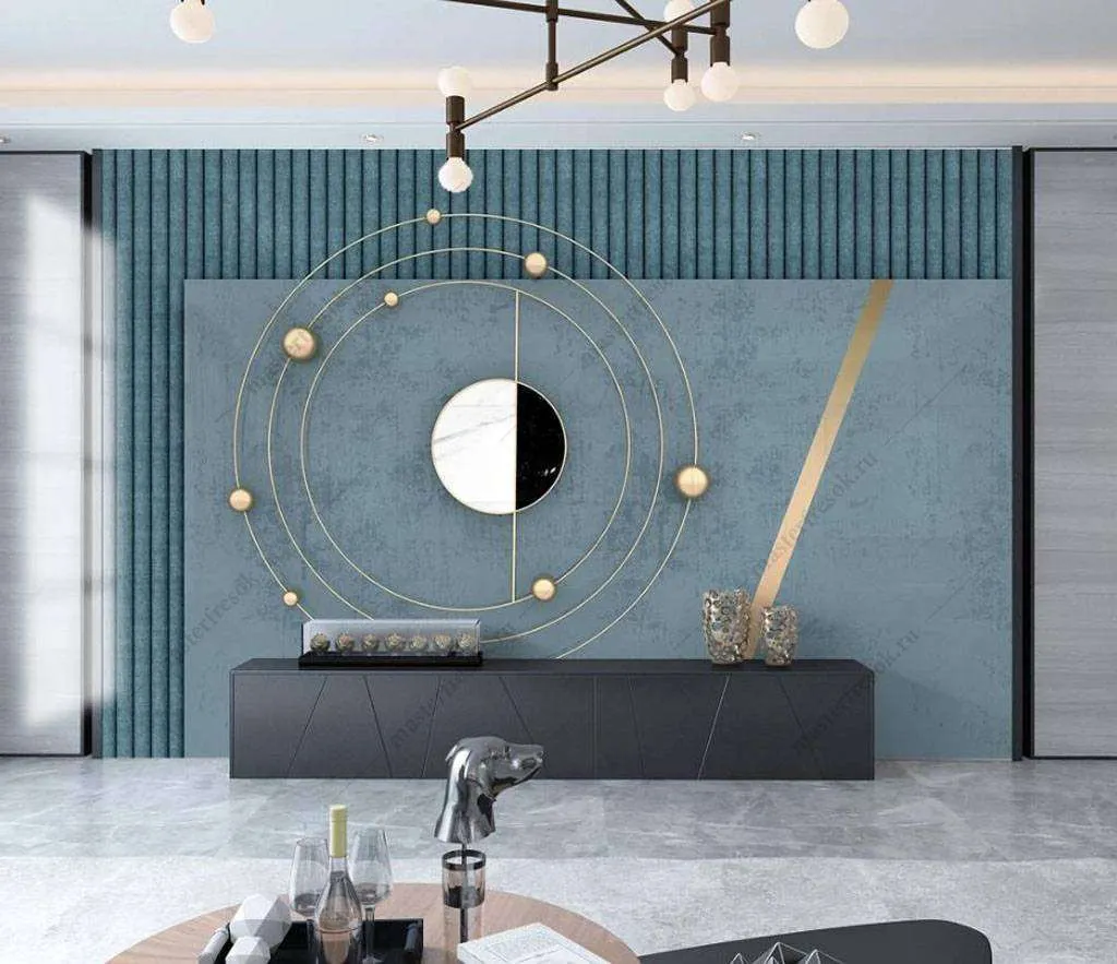 Фотообои Бесшовные обои на стену:  Золотые планеты. Артикул: 16-093  