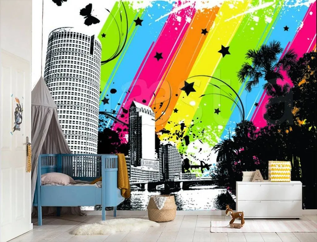 Фотообои Город с бабочками  12-223