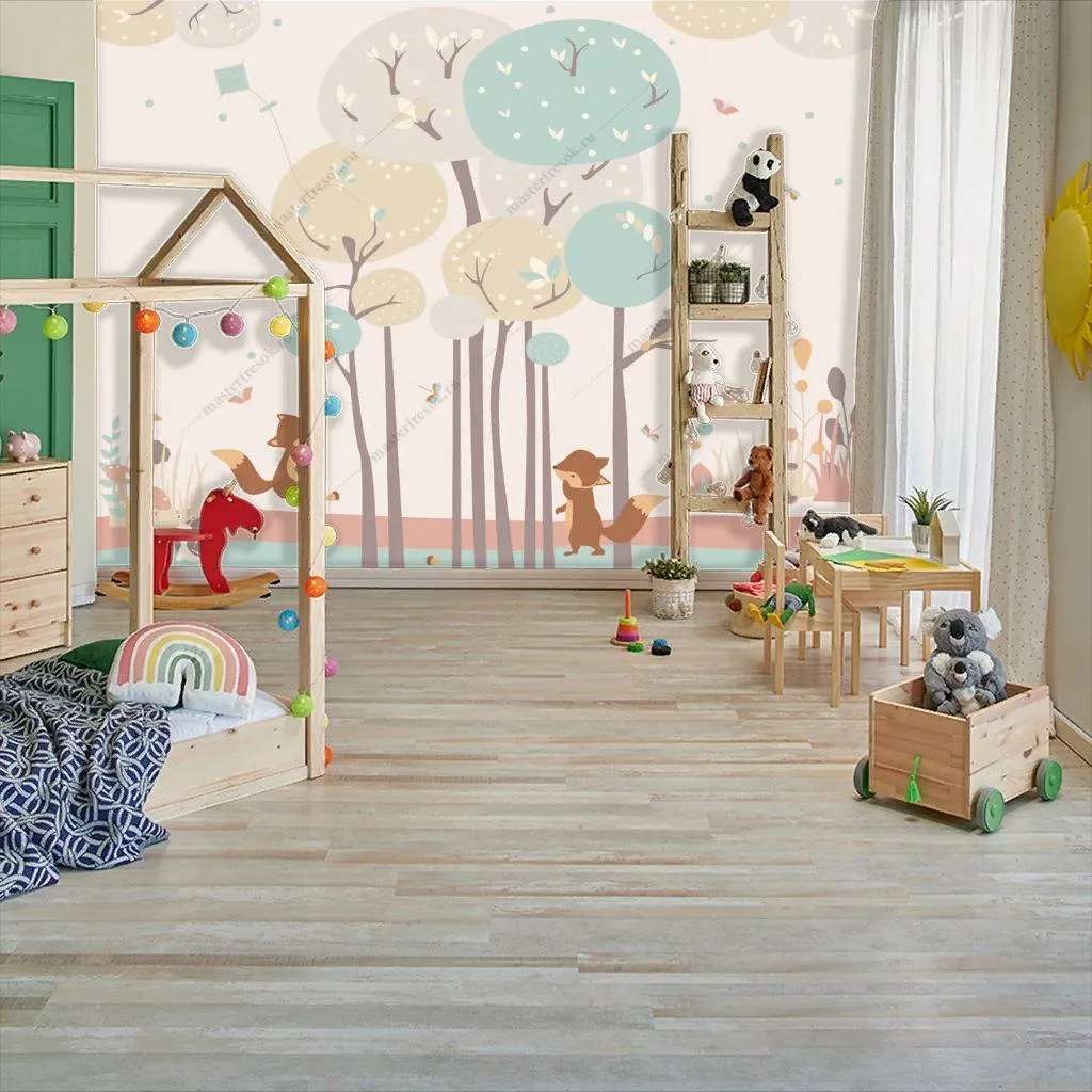 Фотообои Лисички в лесу  12-897