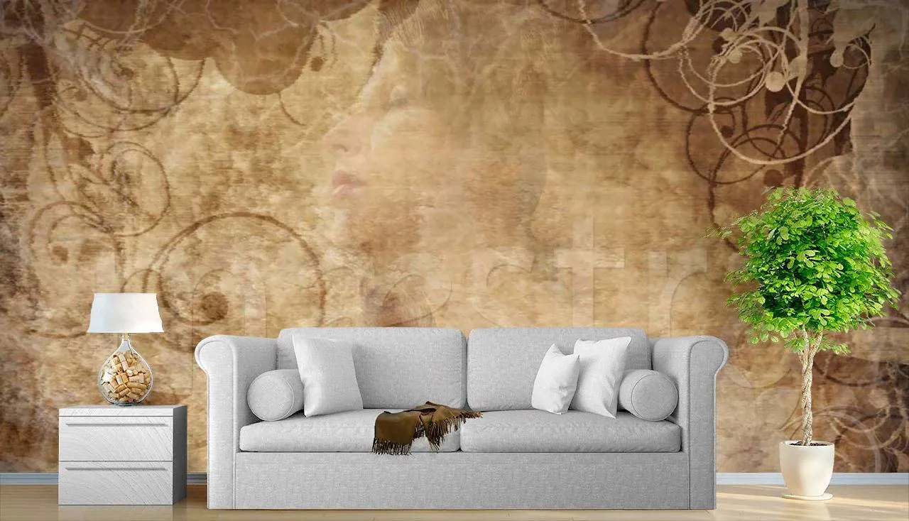 Фотообои в интерьере туман золотистый  7-828 фото