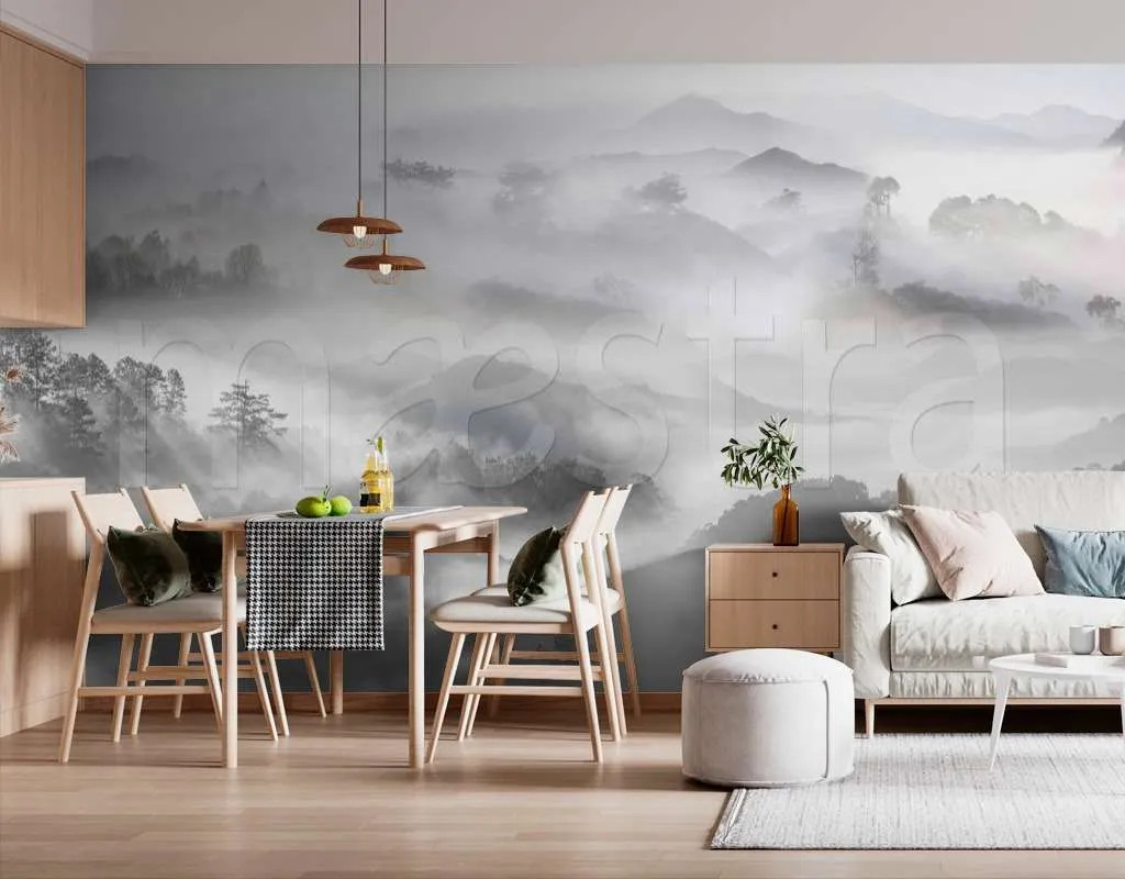 Фотообои Бесшовные обои на стену:  Лес в тумане. Артикул: 7-826  