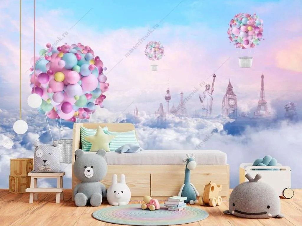 Фотообои в интерьере красочный воздушный шар  14-243 фото