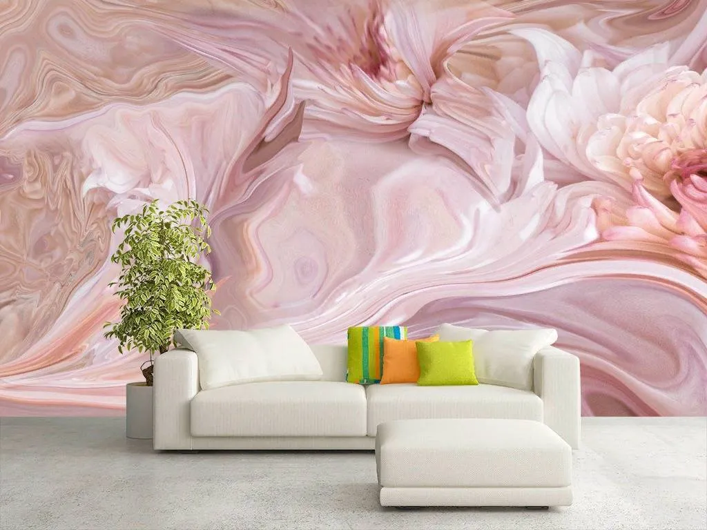 Фотообои в интерьере розовый шелк  13-308 фото