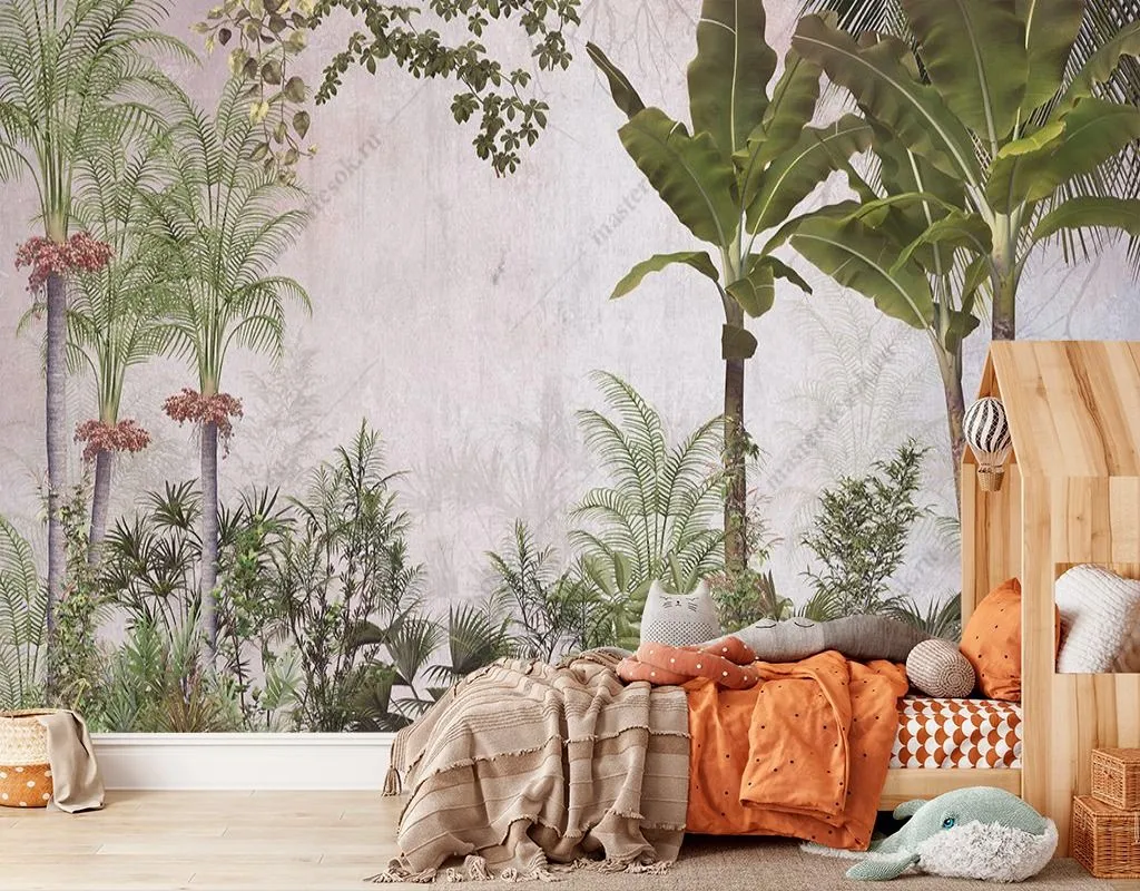 Фотообои в интерьере финиковые и банановые пальмы  9-1712 фото