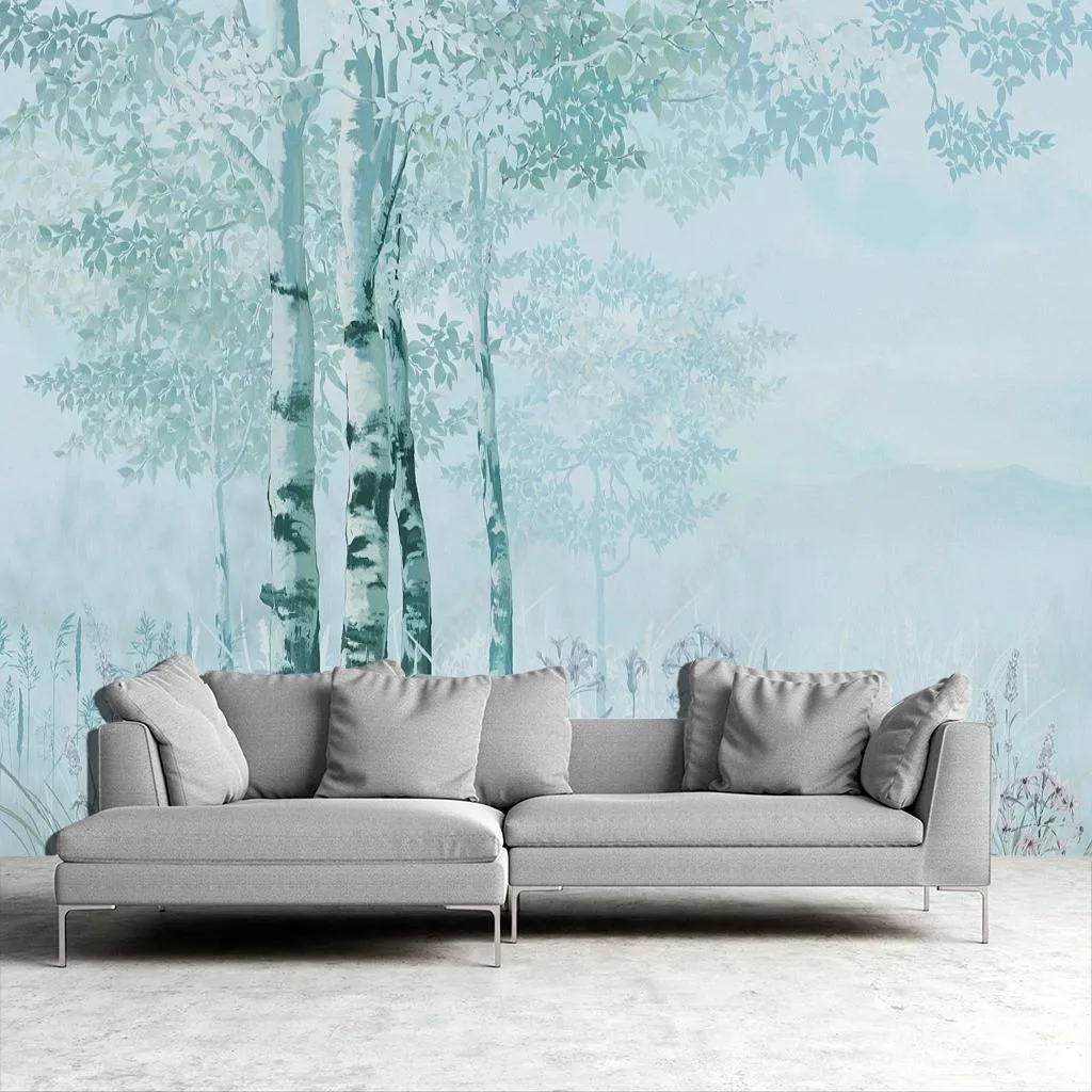 Фотообои в интерьере степная береза  13-188 фото