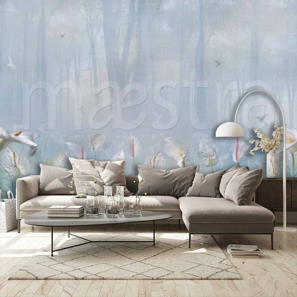 Фотообои в интерьере каллы в лесу  7-542 фото