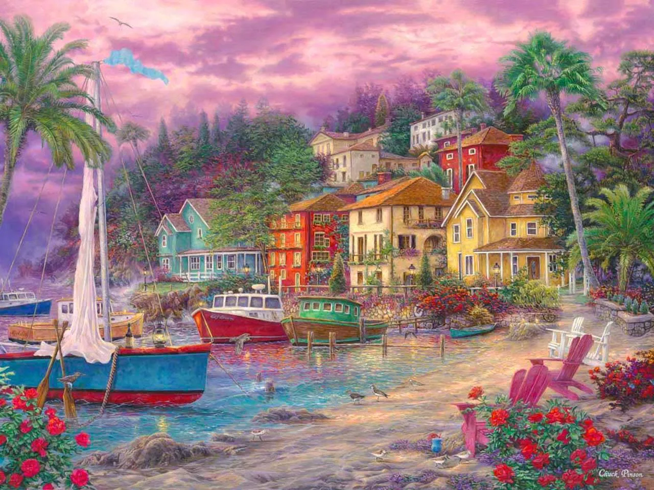 Фотообои в интерьере живописная бухта  8-157 фото