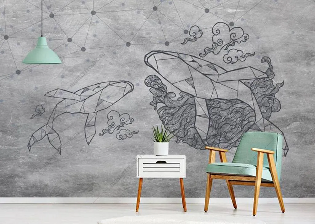 Фотообои Кит и геометрия  16-036