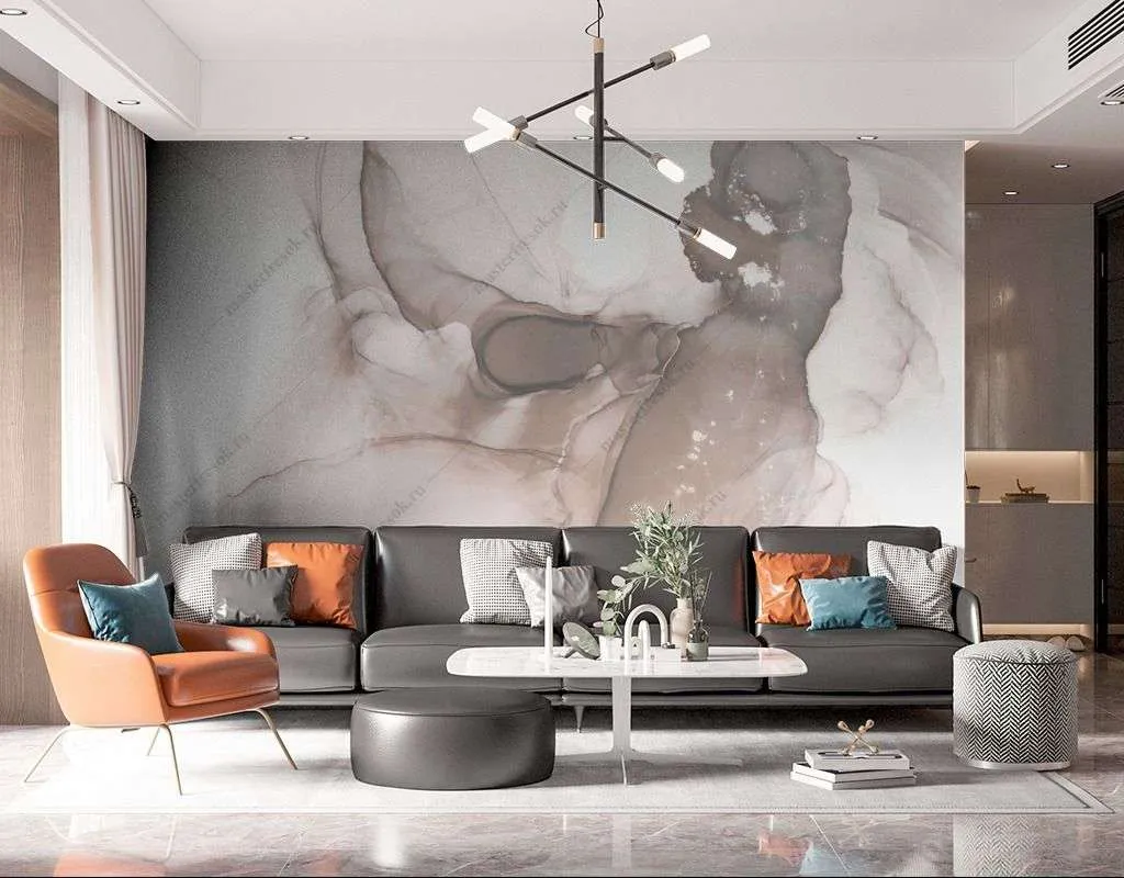 Фотообои в интерьере светлый фон флюид  9-1549 фото