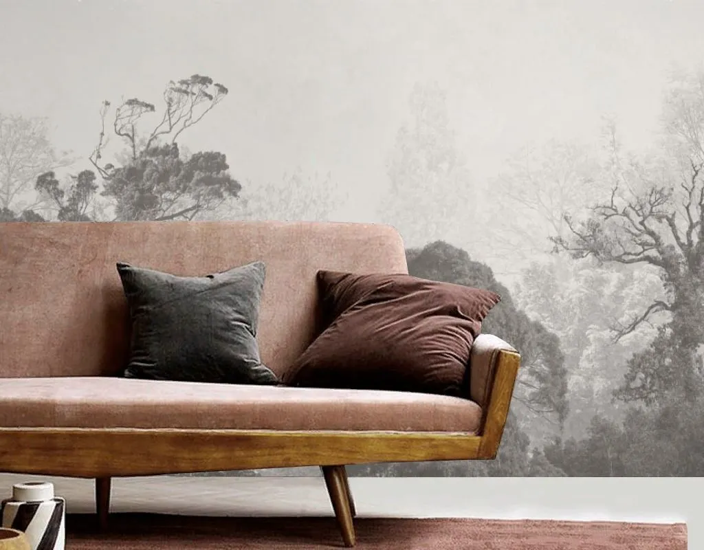 Фотообои в интерьере силуэт серого леса  9-2049 фото