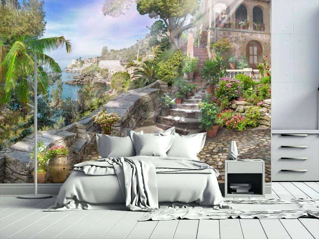 Фотообои в интерьере дом у моря  6-120 фото