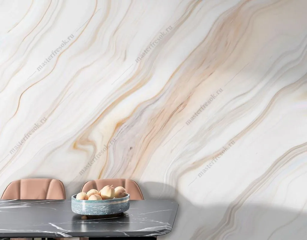 Фотообои в интерьере разводы на белом мраморе  9-1524 фото