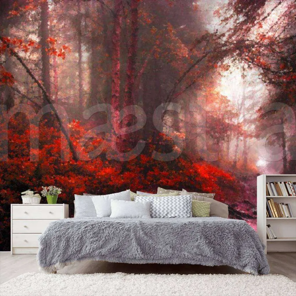 Фотообои в интерьере лес ночью  6-098 фото