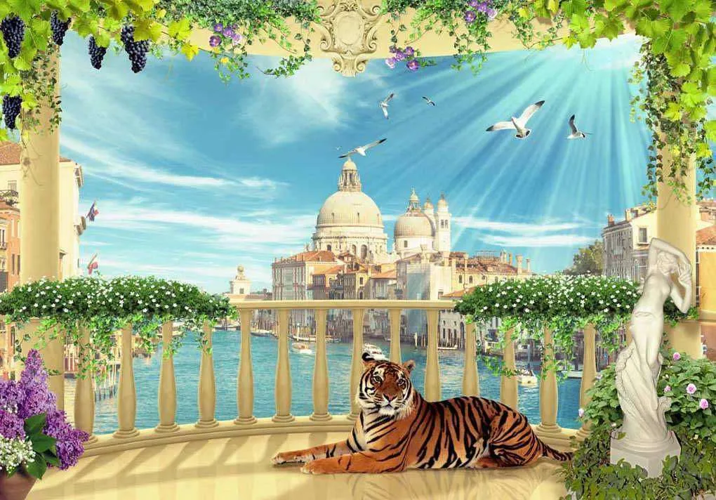 Фотообои в интерьере балкон с видом на венецию  17-0032 фото