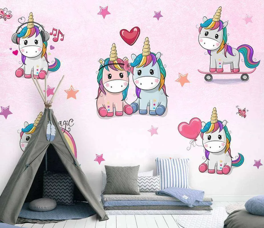 Фотообои в интерьере милые единороги  15-348 фото