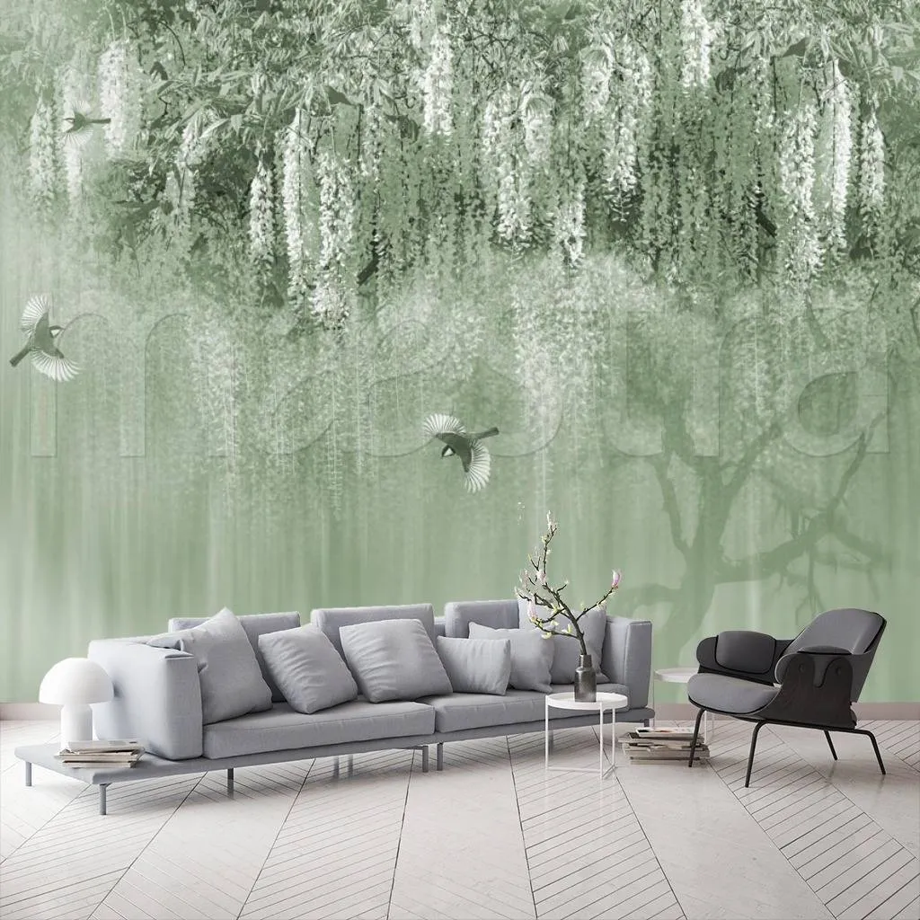 Фотообои Зеленое цветущее дерево  7-909