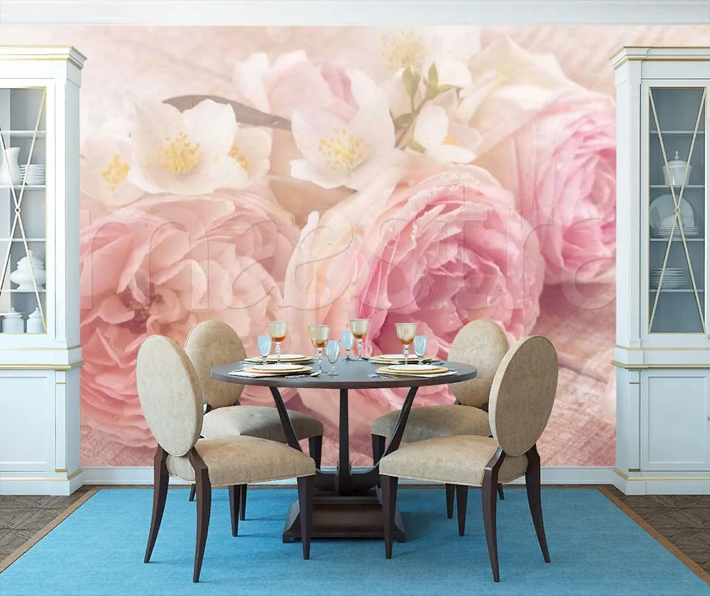 Фотообои в интерьере три пиона  9-097 фото