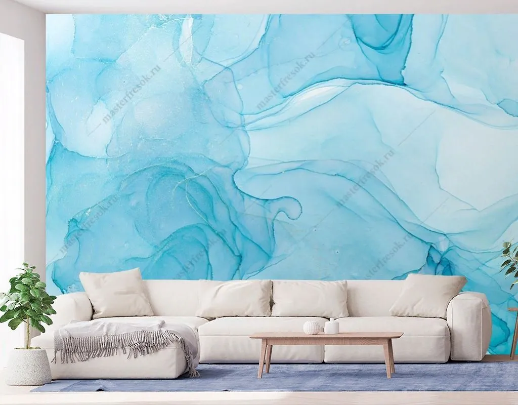 Фотообои Голубой мрамор с прожилками  9-1789