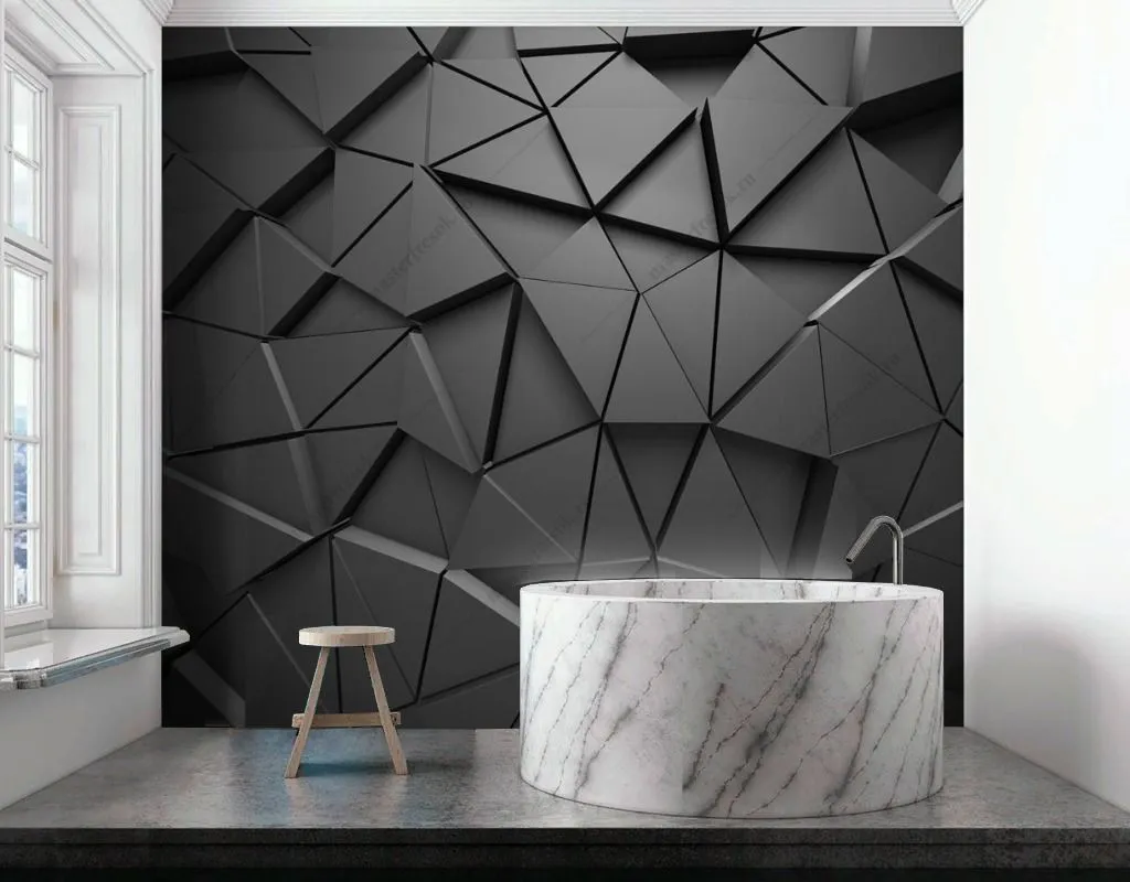 Фотообои в интерьере черный 3д фон  14-597 фото