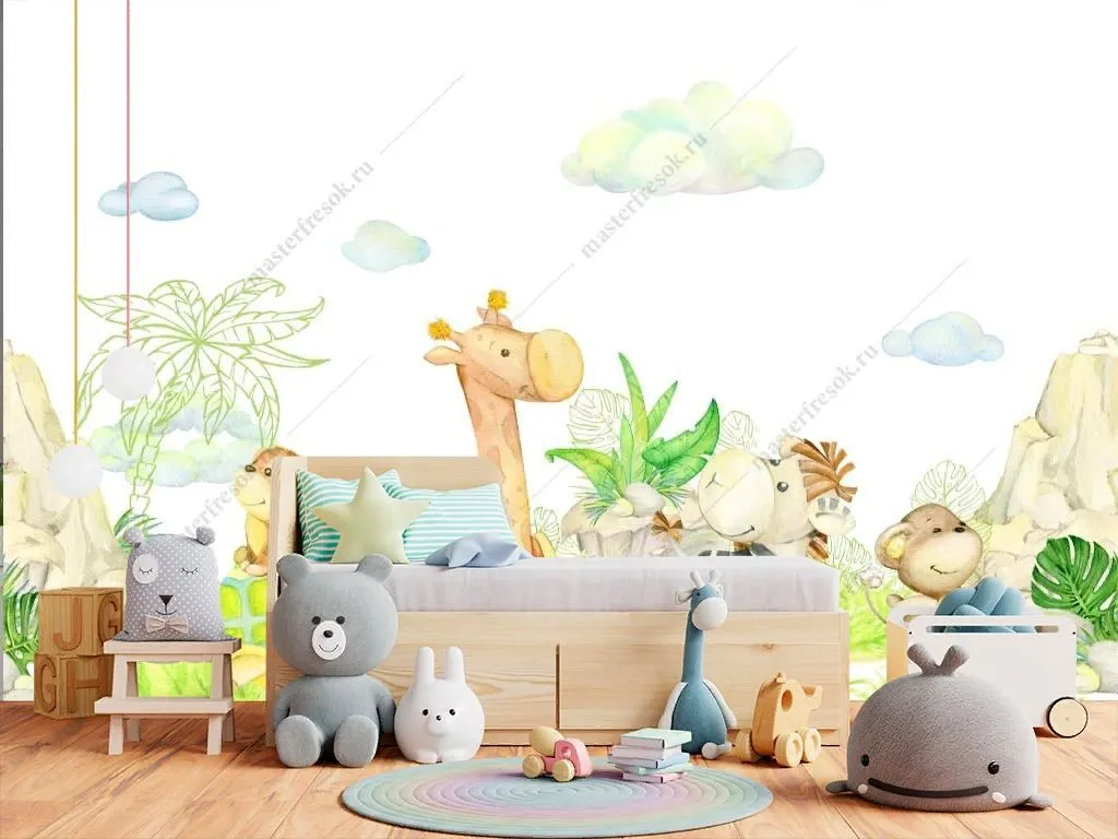 Фотообои в интерьере веселый жираф  14-605 фото