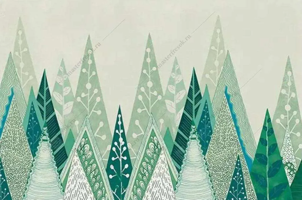 Фотообои в интерьере геометрический лес  16-106 фото