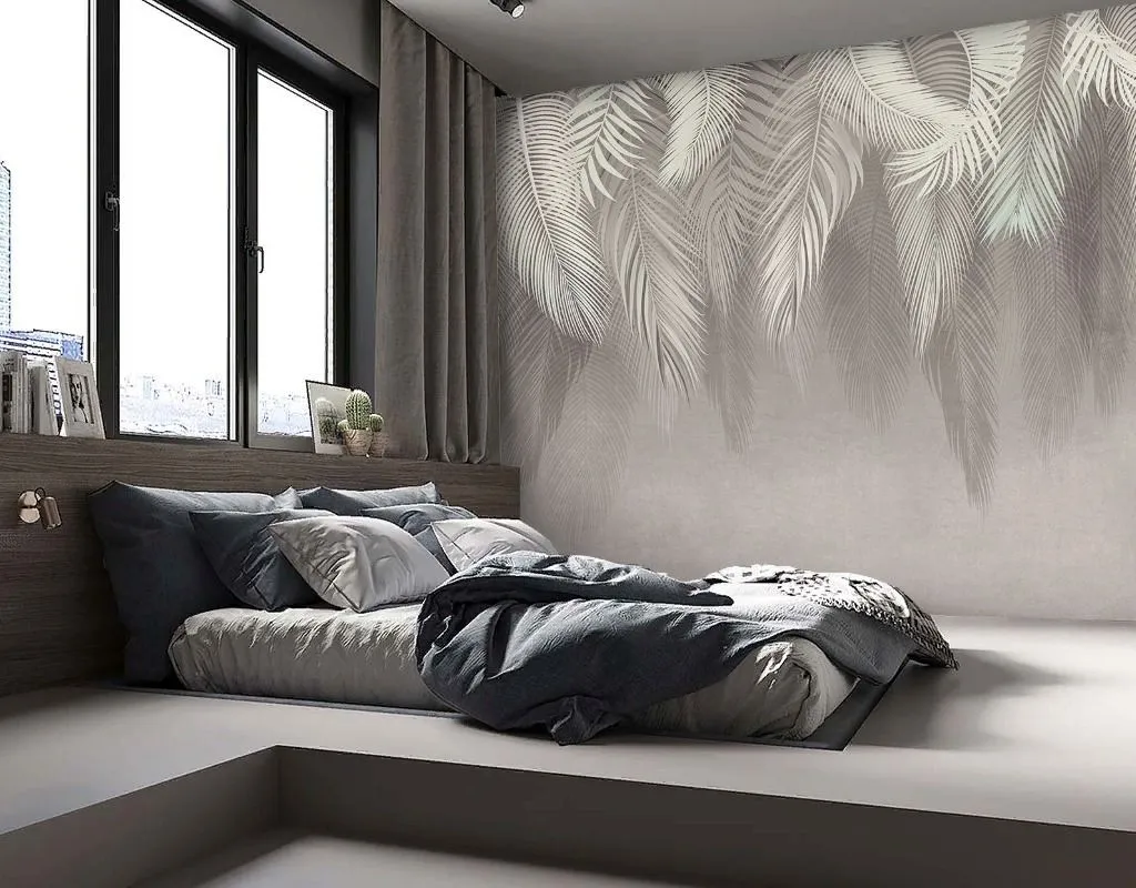 Фотообои в интерьере ветви пушистые серые  9-2114 фото