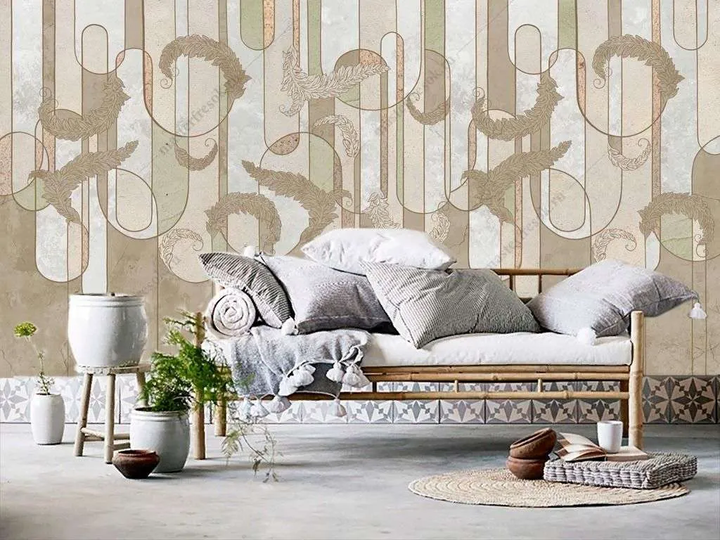 Фотообои в интерьере абстрактные перья  9-1469 фото