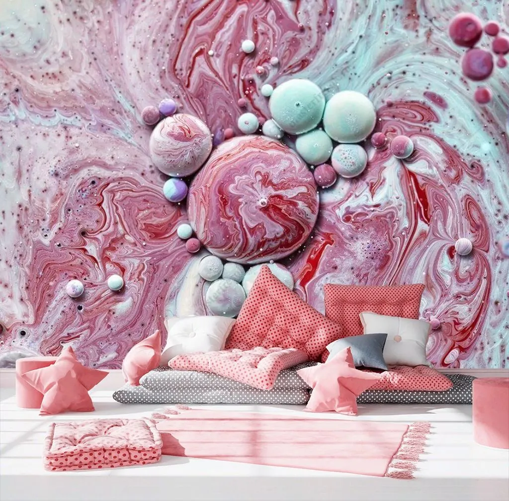 Фотообои в интерьере красочные пузыри  9-1409 фото
