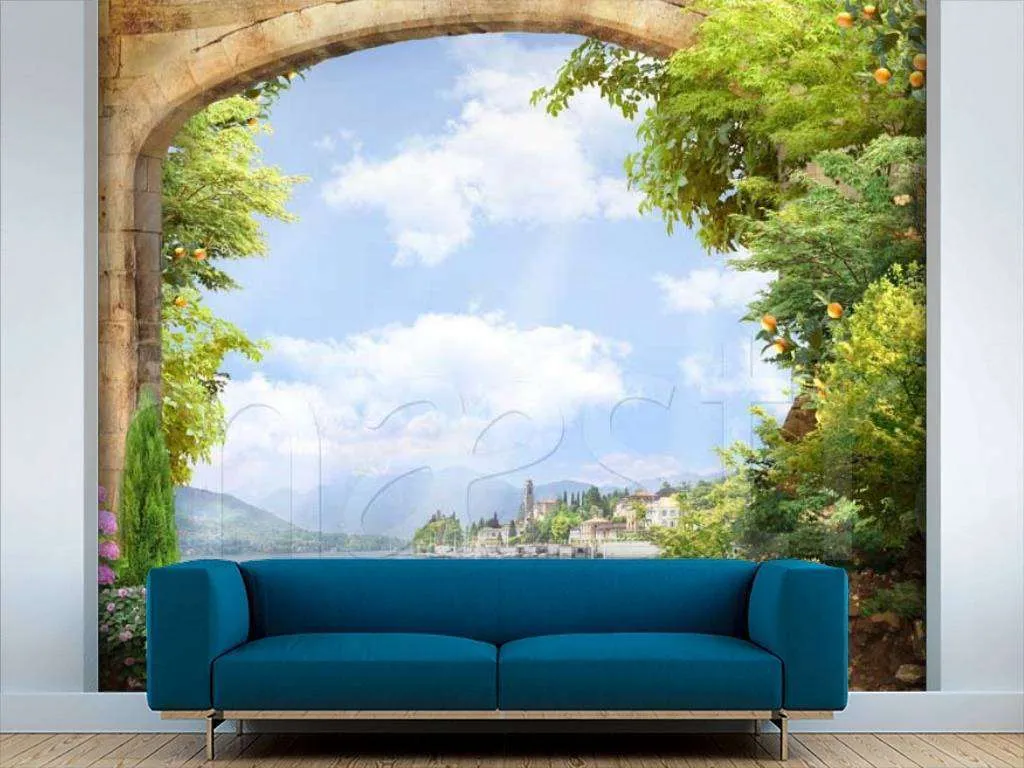 Фотообои в интерьере арка с выходом на набережную  11-057 фото