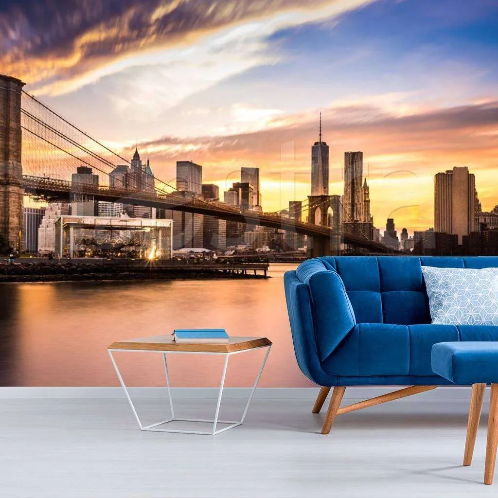 Фотообои Живописное небо над Бруклинским мостом  9-816