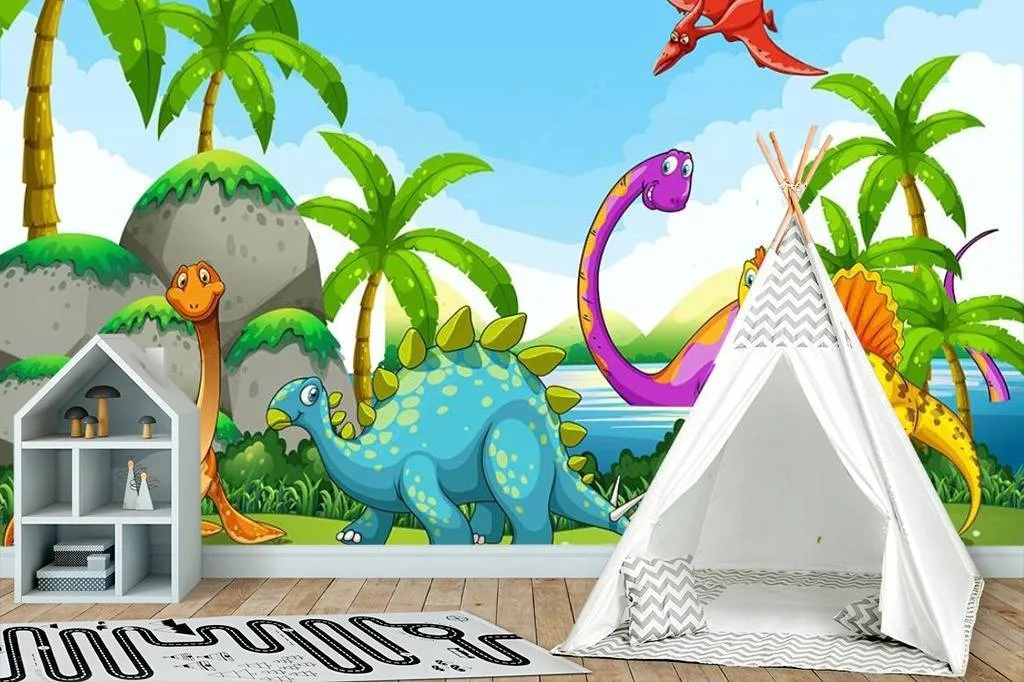 Фотообои Динозавры в лесу  15-629