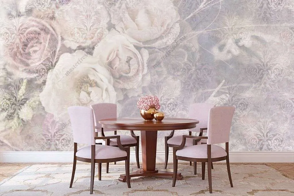 Фотообои в интерьере винтажные цветы  10-753 фото