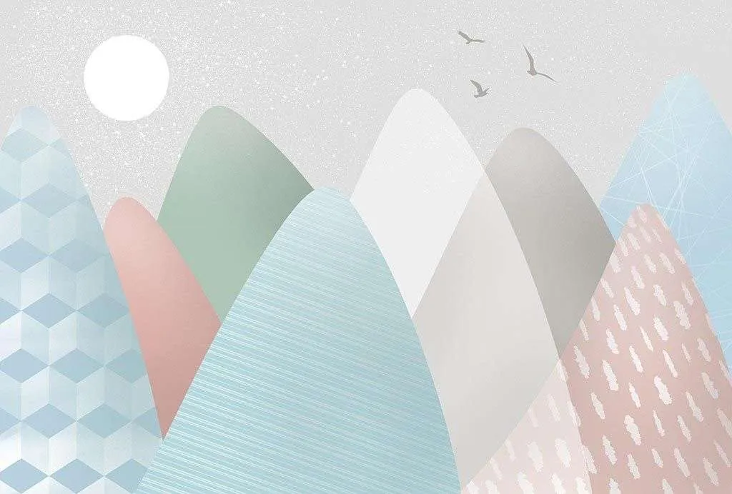 Фотообои в интерьере абстракция. цветные холмы  12-1566 фото