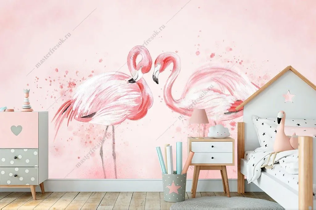 Фотообои Акварельный фламинго  14-324