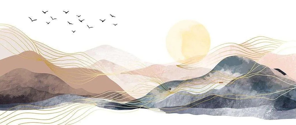 Фотообои в интерьере абстракция гор и линии    9-1879 фото