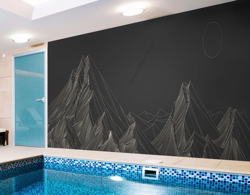 Фотообои в интерьере горы на черном фоне  9-1610 фото