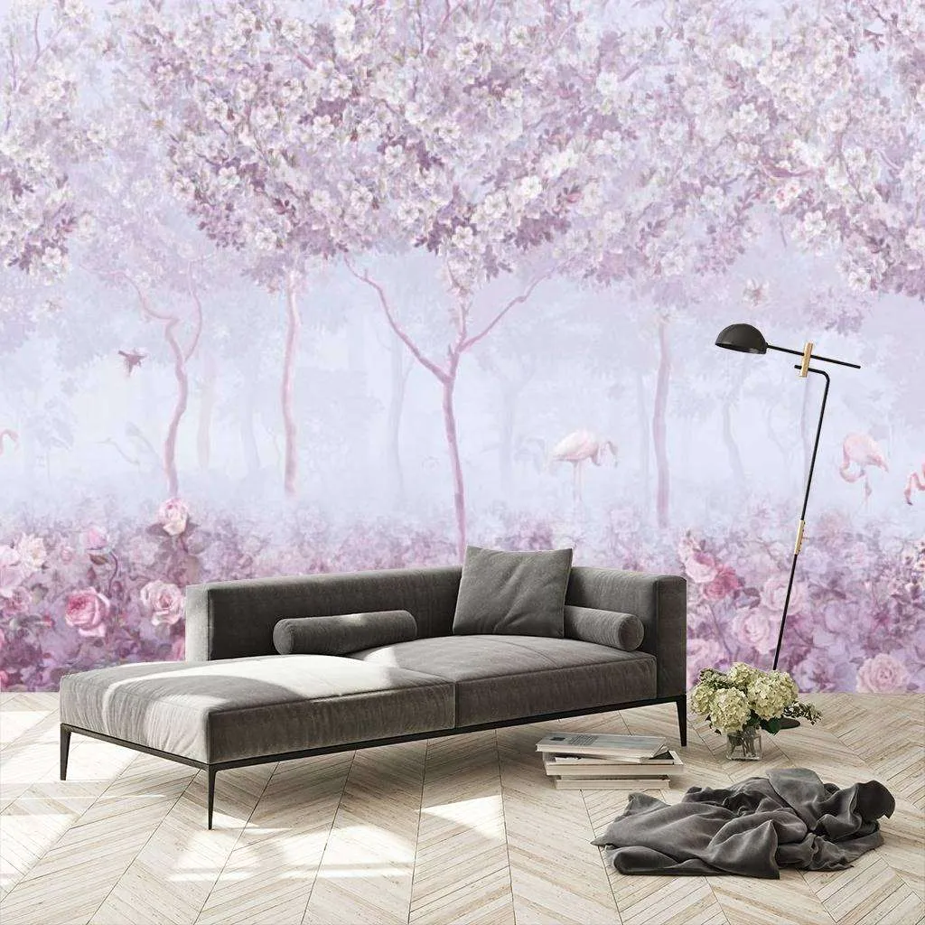 Фотообои в интерьере сиреневый сад  13-124 фото
