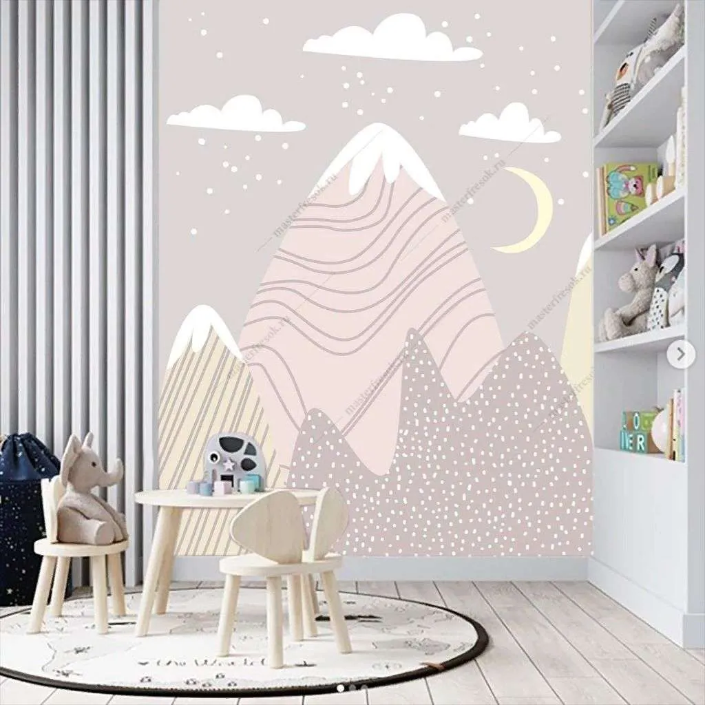 Фотообои в интерьере в детскую геометрические горы   12-1596 фото