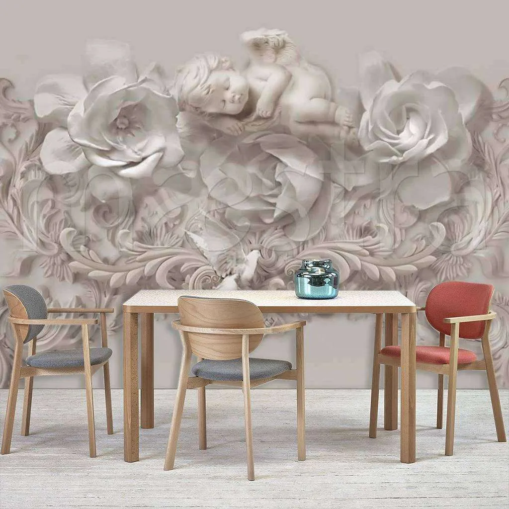 Фотообои в интерьере 3д цветы объемные  7-707 фото