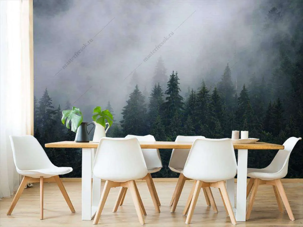 Фотообои в интерьере туманные леса  9-1172 фото