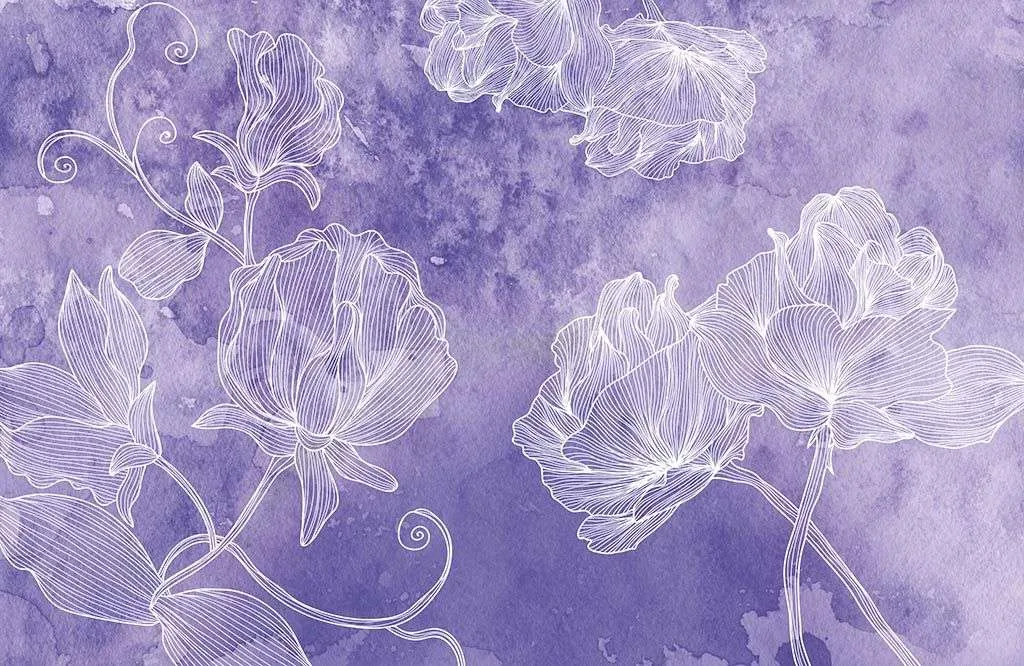 Фотообои в интерьере сиреневые кружева  14-089 фото