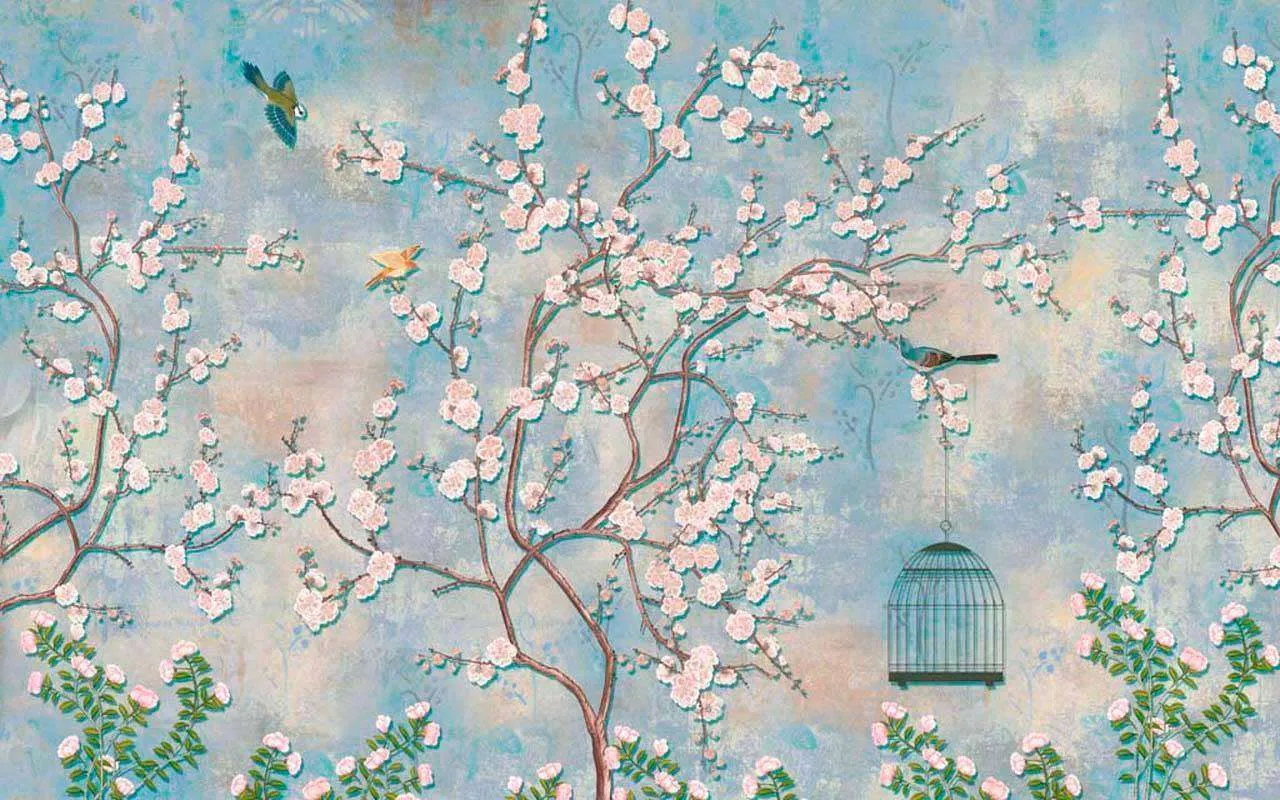 Фотообои в интерьере деревья с птицами  7-806 фото