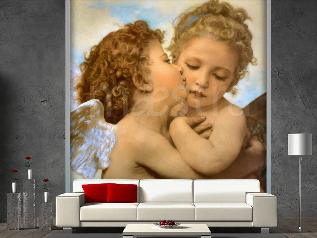 Фотообои в интерьере бугро. купидон и психея в детстве  1-139 фото