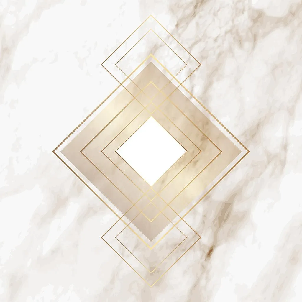 Фотообои в интерьере золотой ромб на мраморе  9-1495 фото