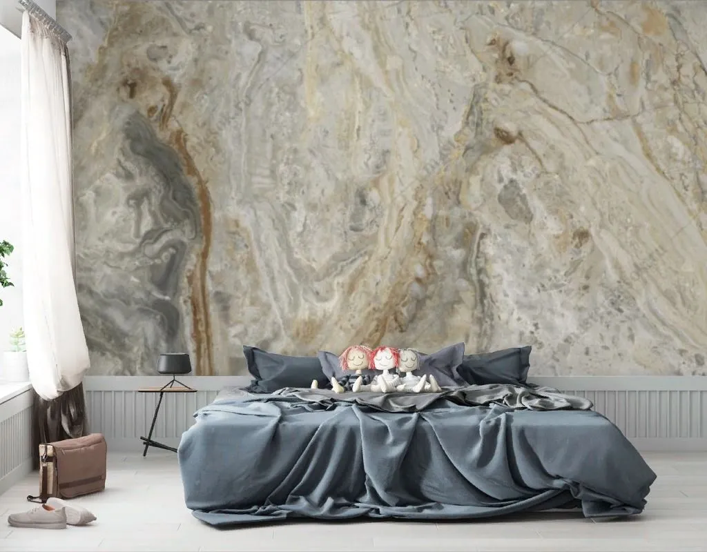 Фотообои в интерьере мрамор серо-бежевый  9-1797 фото