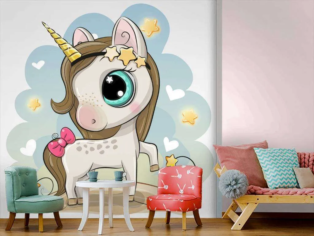 Фотообои в интерьере единорог девочка  12-597 фото