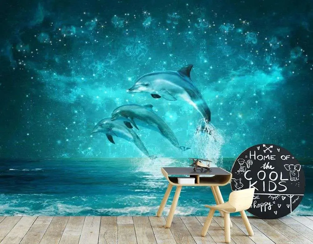 Фотообои в интерьере завораживающие дельфины  17-7181 фото