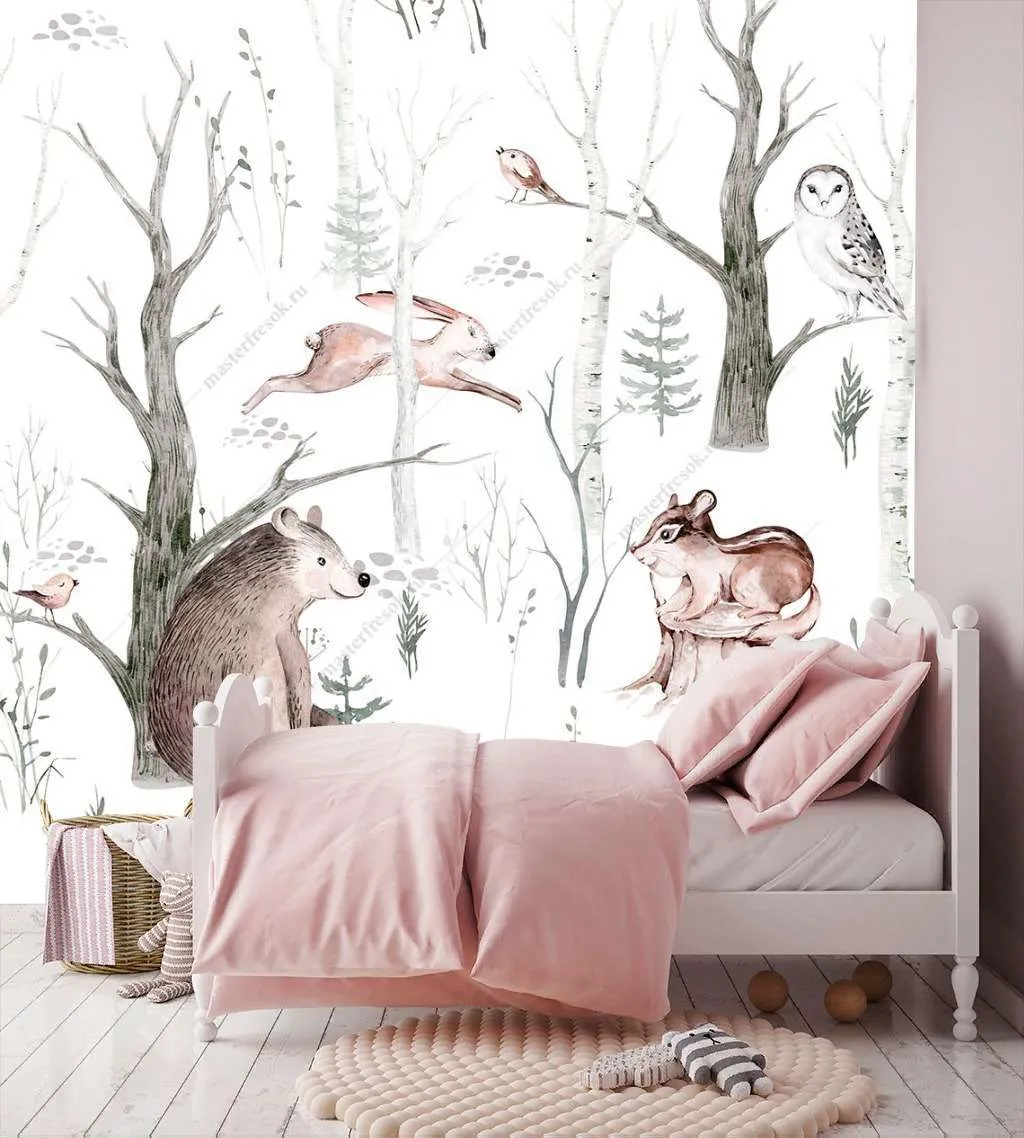 Фотообои Бесшовные обои на стену:  Лесные животные. Артикул: 14-221  