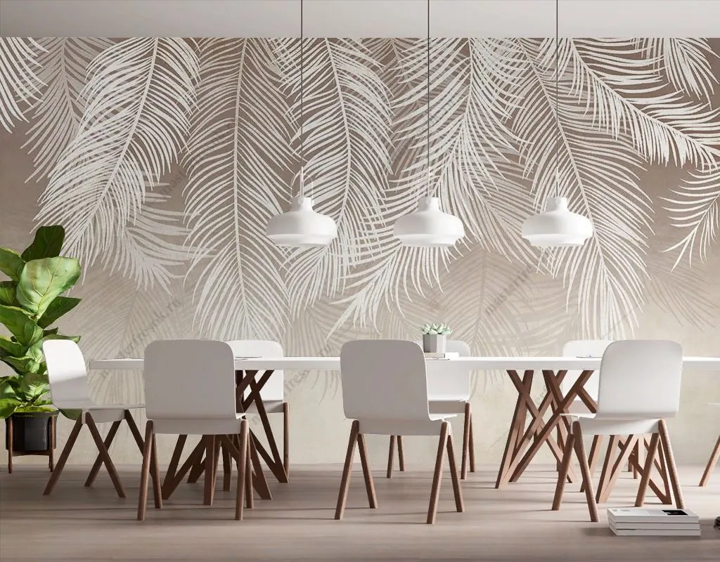 Фотообои в интерьере ветви на бежевом фоне  9-1729 фото