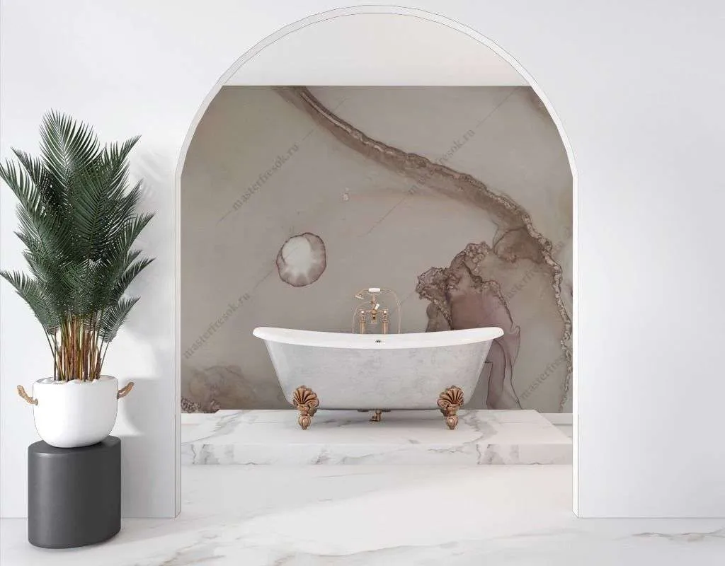 Фотообои в интерьере разводы акварель серые  9-1562 фото